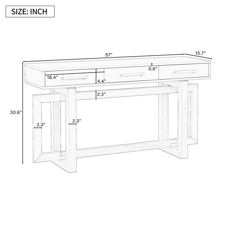 Merax Console Table with 3 Drawers