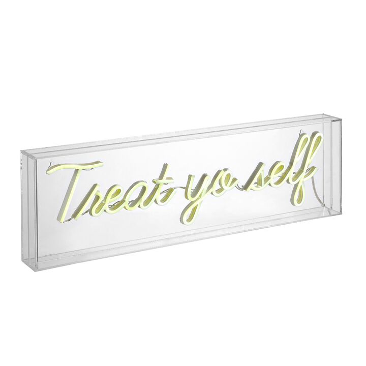 Treat Yo Self 20" Contemporary Glam Acrylic Box USB Operated LED Neon Light