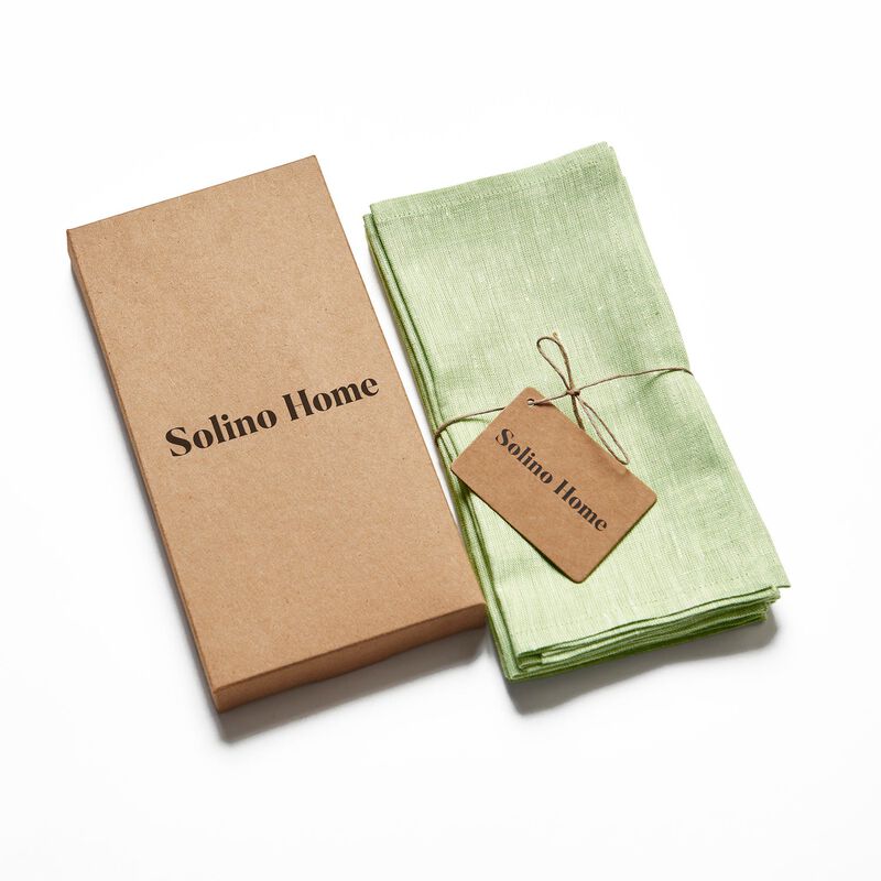 Solino Home 100% Pure Linen Athena Cocktail Napkins Set of 12 9 x 9 Inch for Spring & Easter