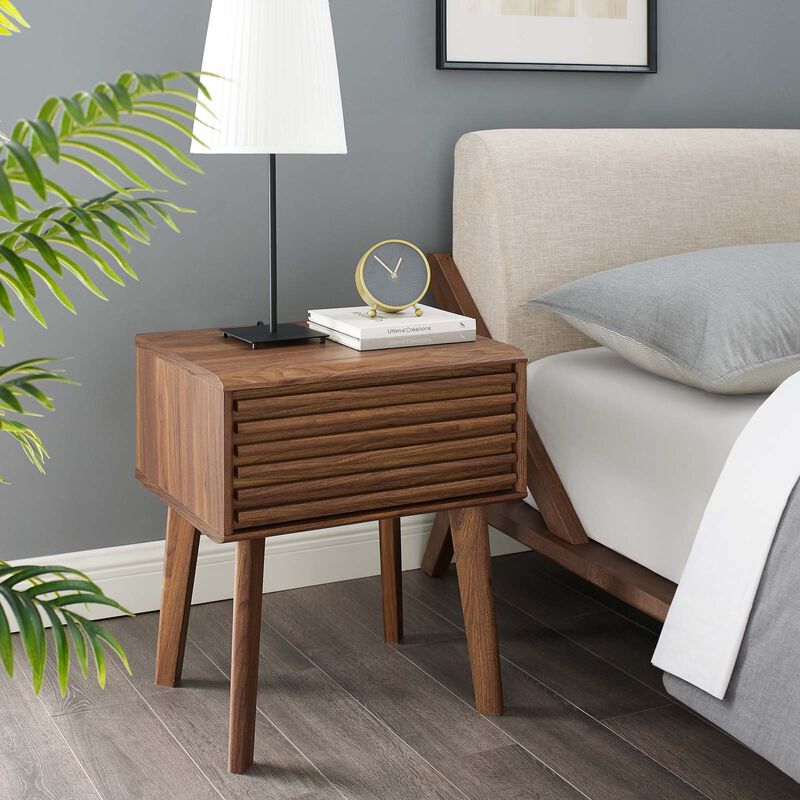 Render End Table Nightstand Walnut