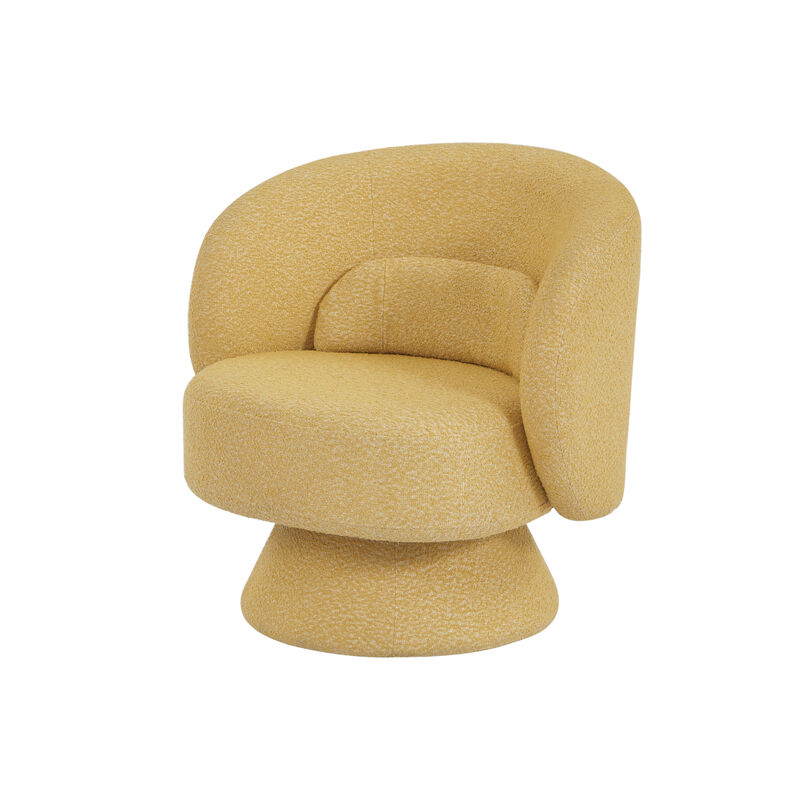 Yellow Swivel Barrel Chair with Toss Pillows