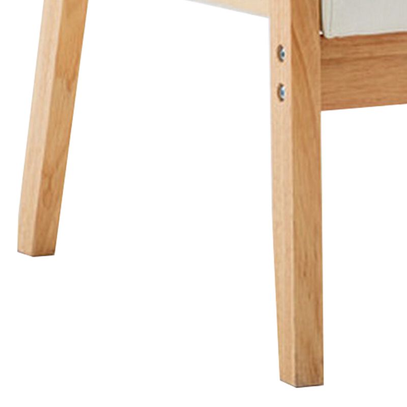 Colin 26 Inch Modern Chair, Padded Cushions, Wood Arms and Legs, Beige-Benzara
