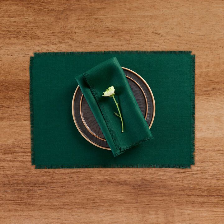 Solino Home 100% Pure Linen Cloth Napkins 20 x 20 Inch Set of 4 | Fringe Dinner Napkins