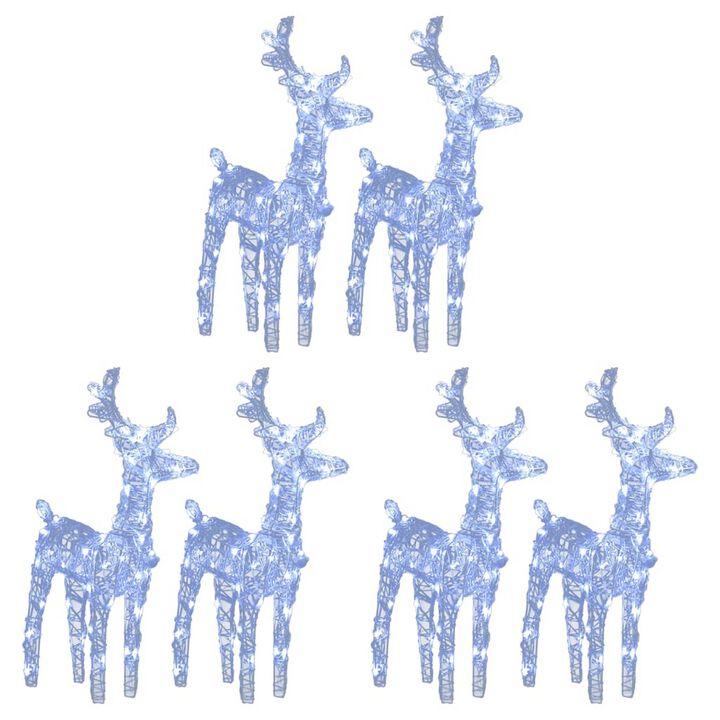 6pc Set Outdoor Christmas Reindeer with 240 Cool White LED Lights - Benzara