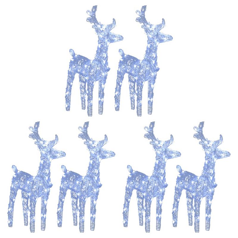 6pc Set Outdoor Christmas Reindeer with 240 Cool White LED Lights - Benzara