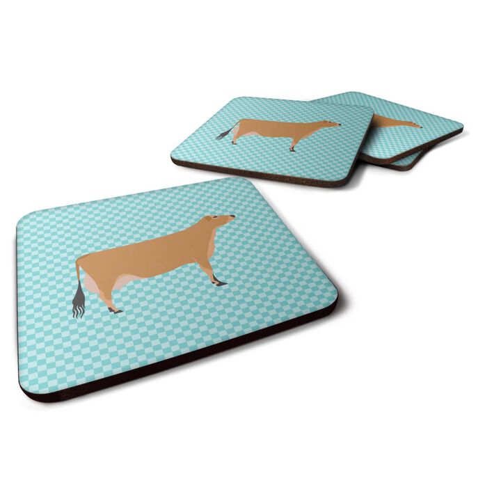 Caroline's Treasures Jersey Cow Blue Check Decorative coasters, 3.5, Multicolor
