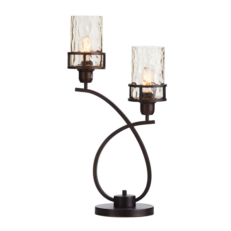 Bronze Metal Glass Shade Lamp (Set of 2)