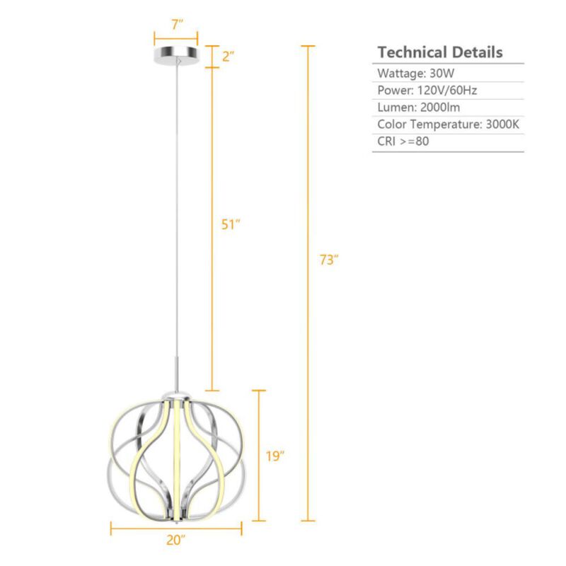 Hivvago Modern Dimmable Warm White LED Chandelier