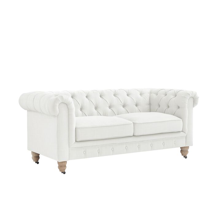 Rustic Manor Bayleigh Linen Chesterfield Loveseat