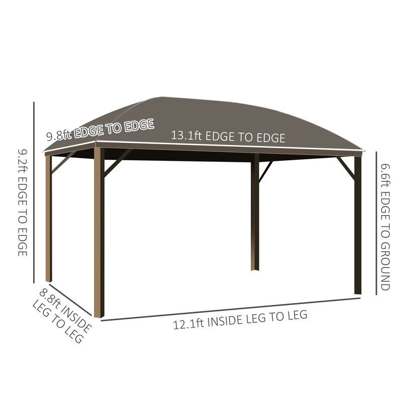 Brown Outdoor Pavilion: 10'x13' Hardtop Gazebo with Curtains & Netting