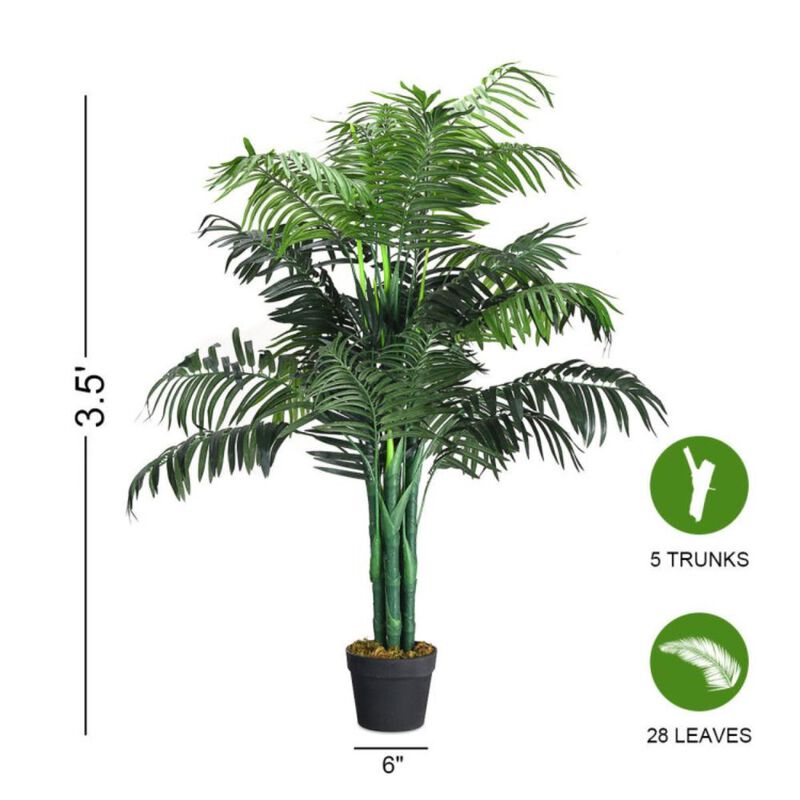 Hivvago 3.5 Feet Artificial Areca Palm Decorative Silk Tree with Basket