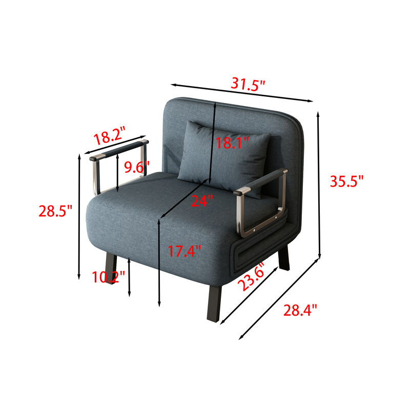 Merax Leisure Chaise Lounge Convertible Sofa Chair