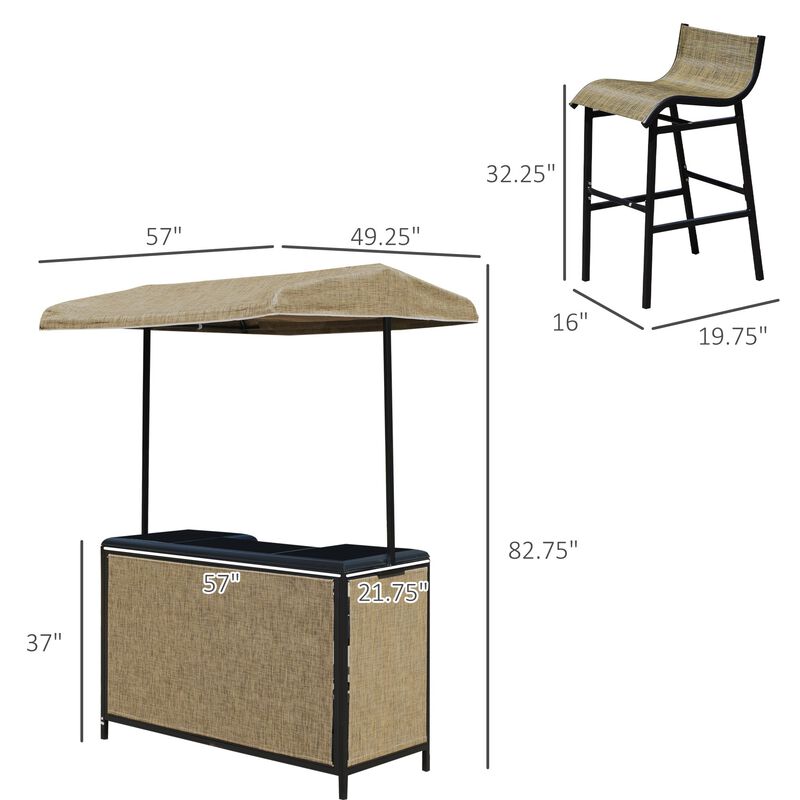 Intimate Bar Nook: 3-Piece Outdoor Set with Canopy and Storage Table