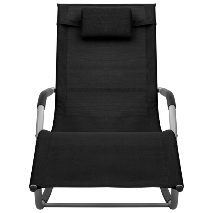 vidaXL Sun Lounger Textilene Black and Gray