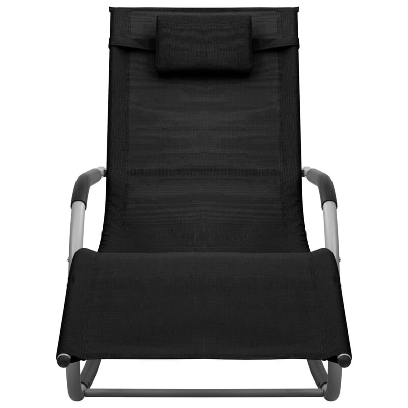 vidaXL Sun Lounger Textilene Black and Gray
