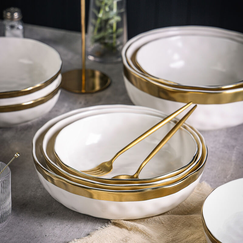 Stone Lain Florian Porcelain Serving Shallow Bowl Set 3 Piece