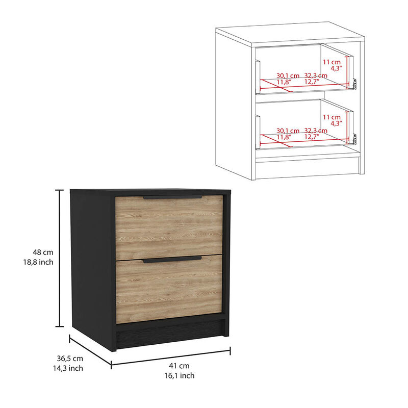 Nightstand Cervants, Bedroom, Black / Pine