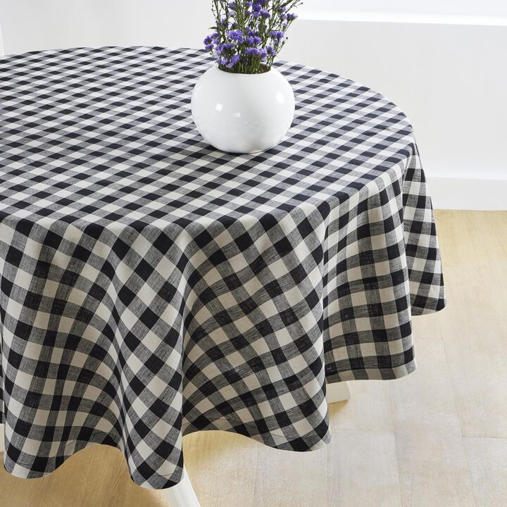 Solino Home 100% Pure Linen Round Tablecloth |Morgan Check