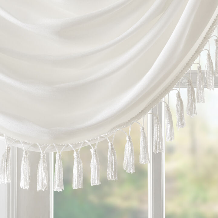 Gracie Mills Aurelius Faux Silk Sheen Waterfall Embellished Valance