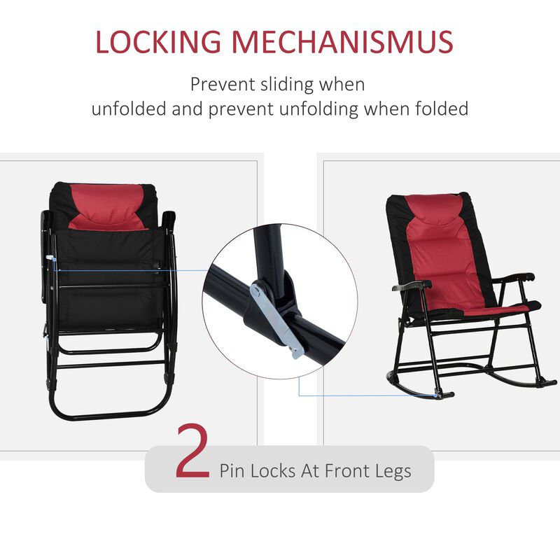 Red/Black Porch Duo: 2-Piece Padded Rocking Chair Set