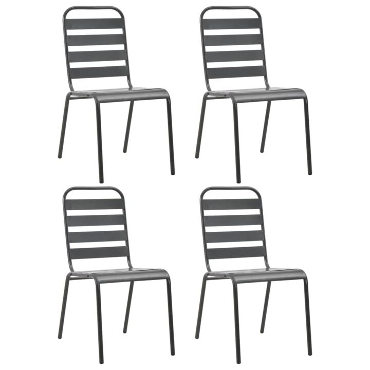 vidaXL Outdoor Chairs 4 pcs Slatted Design Steel Dark Gray