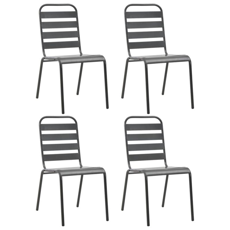 vidaXL Outdoor Chairs 4 pcs Slatted Design Steel Dark Gray