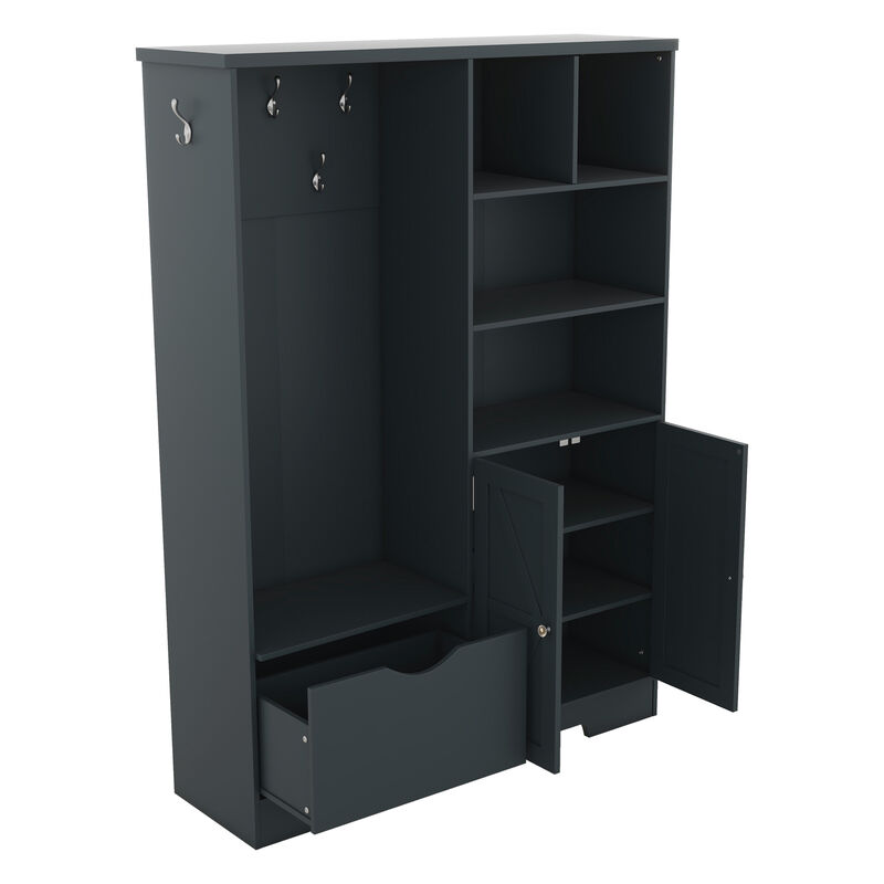 Merax Elegant Hallway Hall Tree Shoe Cabinet with Bench