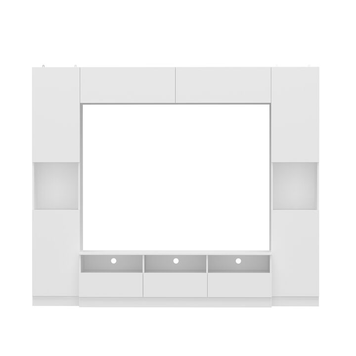 FUFU&GAGA Modern TV Stand with Storage Shelves (94.5" W x 11.8" D x 78.7" H),White