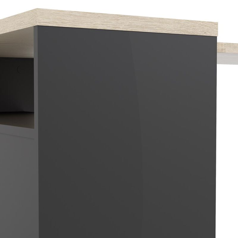 Tvilum Diana 2 Drawer, 3 Shelf Desk, Black Matte/Oak Structure