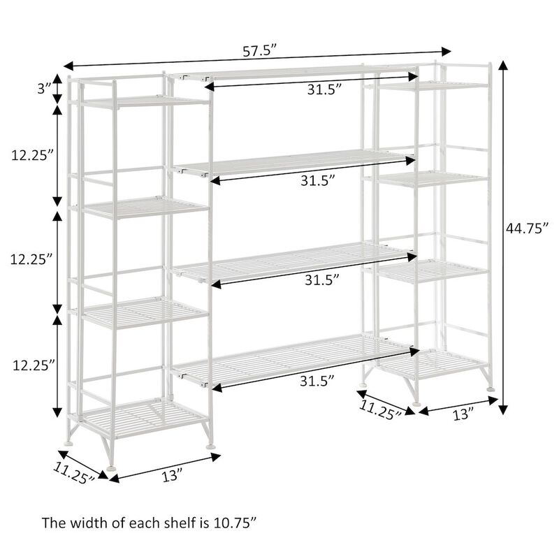 Convenience Concepts Xtra Storage 4 Tier Folding Metal Shelves with Set of 4 Deluxe Extension Shelves