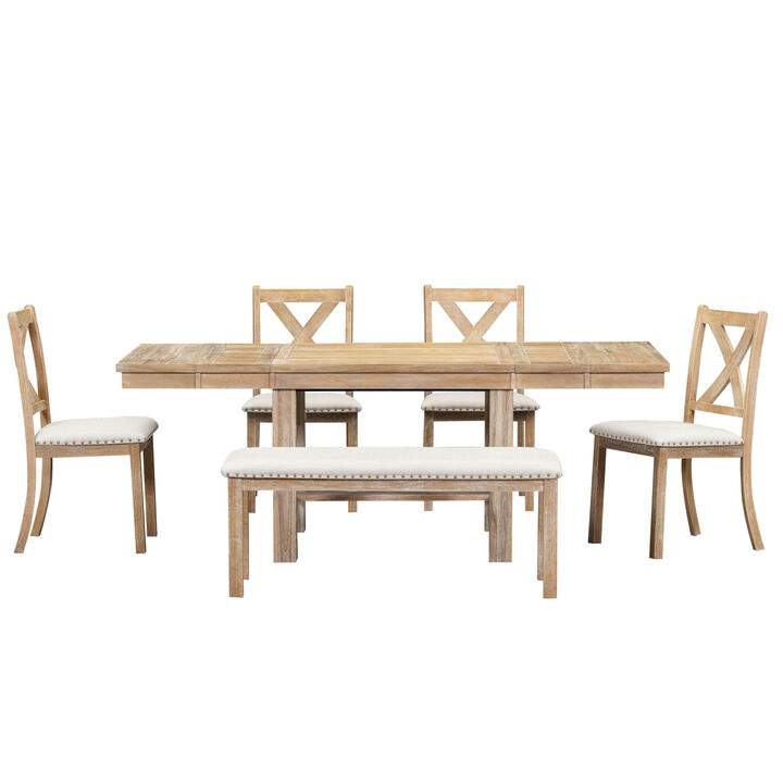 Farmhouse 6-Piece Dining Set with Extendable Table