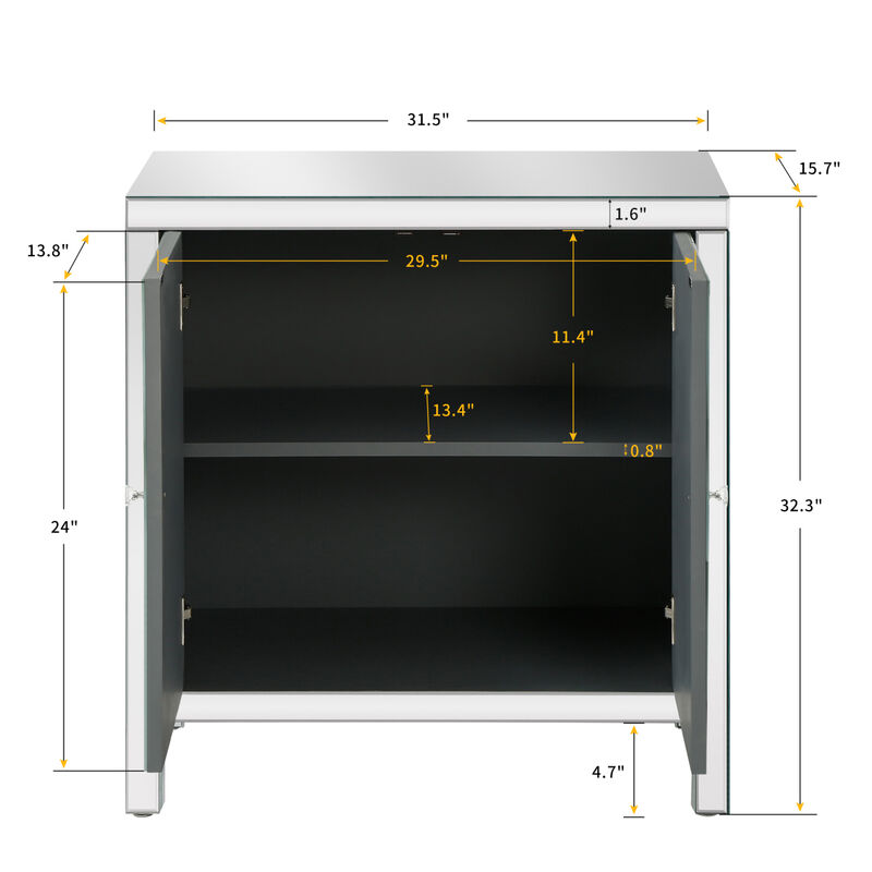 Silver Mirror Trim Storage Cabinet for Any Room