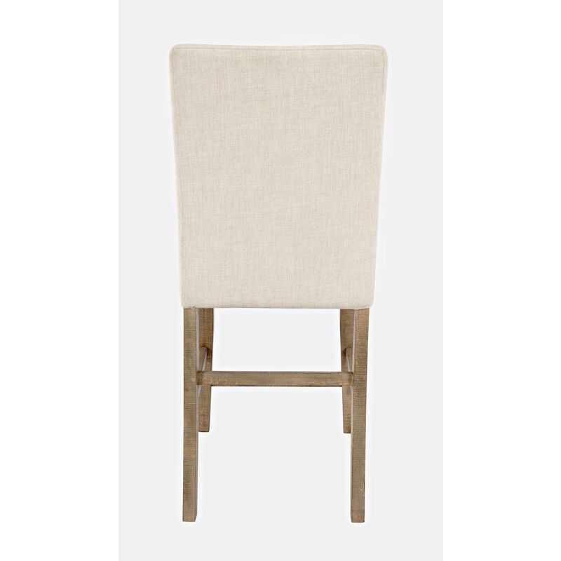 Jofran Modern Rustic Distressed Solid Wood Upholstered Parsons Stool (Set of 2)