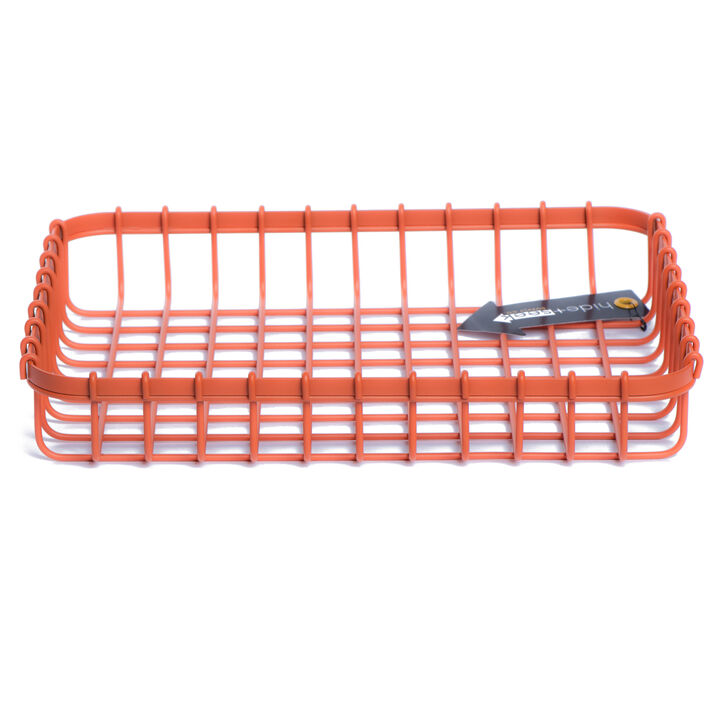 Loop Heavy-Duty Wire Bin-Shallow-Orange-set of 4