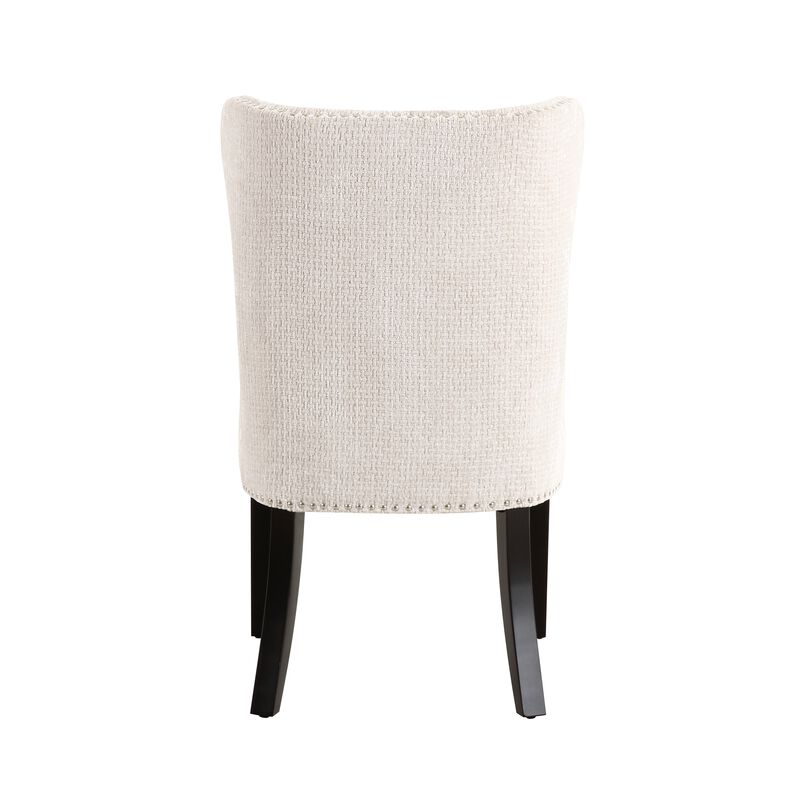 Pasargad Home Elara Design Upholstered 2 Pieces Dining Chair Set, Ivory