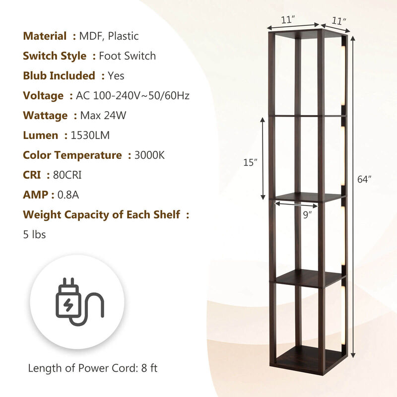 64 Inches Floor Lamp with 3-Level Dimmable LED Bulbs and Rotatable LED Poles