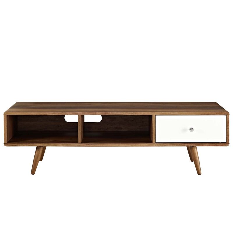 Transmit 55? TV Stand, Walnut White-Benzara