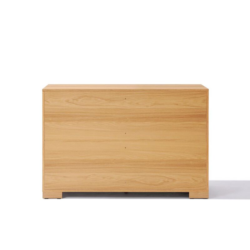 LuxenHome Natural and White 47.2-Inch Wide 6-Drawer Dresser