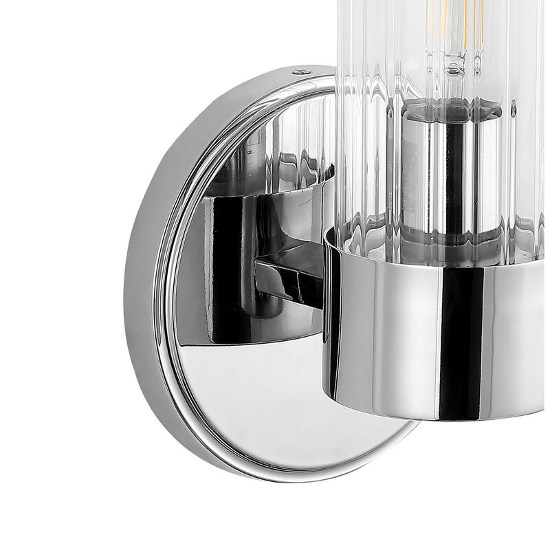 Cecil Tall Cylinder Ironstriped Glass Modern Mid Century LED Vanity