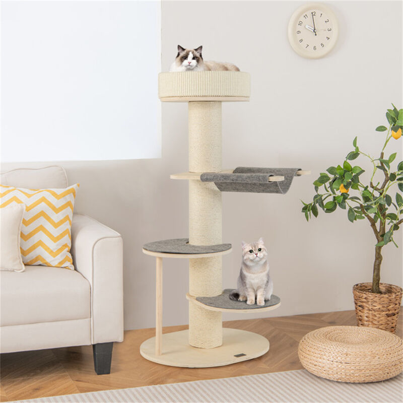 Cat Tree Climbing Frame Sturdy Design with Anti-Slip Pads for Safe & Fun Playtime for Cats