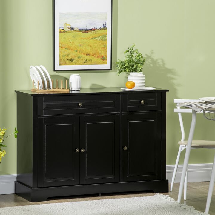 Black Living Room Cabinet: Modern Sideboard with Cupboards & Shelves