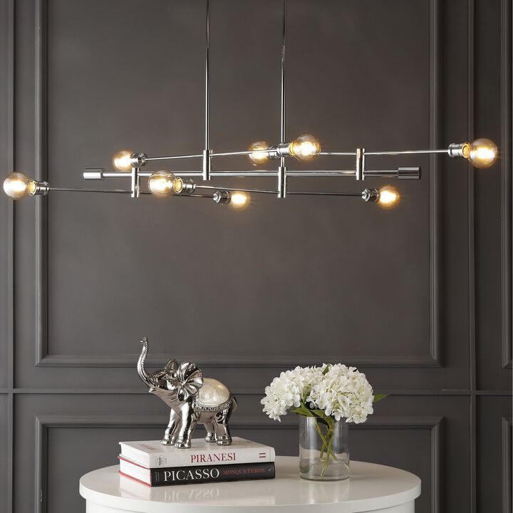 Ikon 8-Light Mid-Century Modern Arm-Adjustable Iron Linear LED Pendant