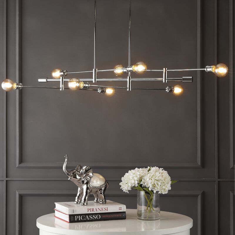 Ikon 8-Light Mid-Century Modern Arm-Adjustable Iron Linear LED Pendant