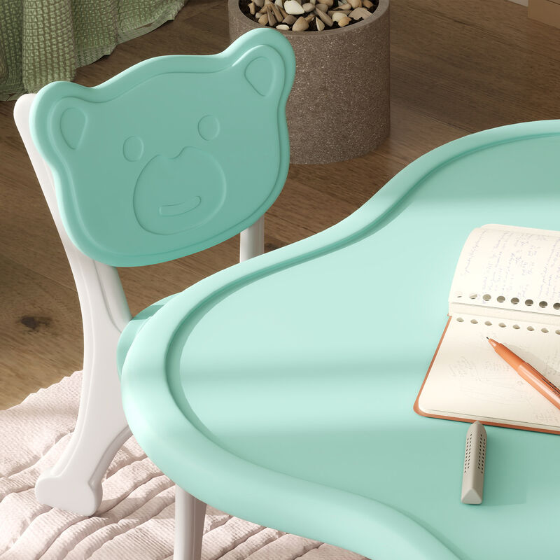 Qaba Kids Table and Chairs Set, 3 Piece Toddler Table and Chair Set for 3-6 Years Old, Light Blue
