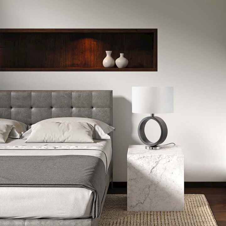 NOVA OF CALIFORNIA Tracey Ring Table Lamp - 24″, Charcoal Gray, Brushed Nickel, On/Off Switch