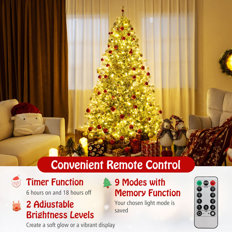 Artificial Christmas Tree Pre-Lit Hinged Holiday Tree with 360° Quick Power Connector