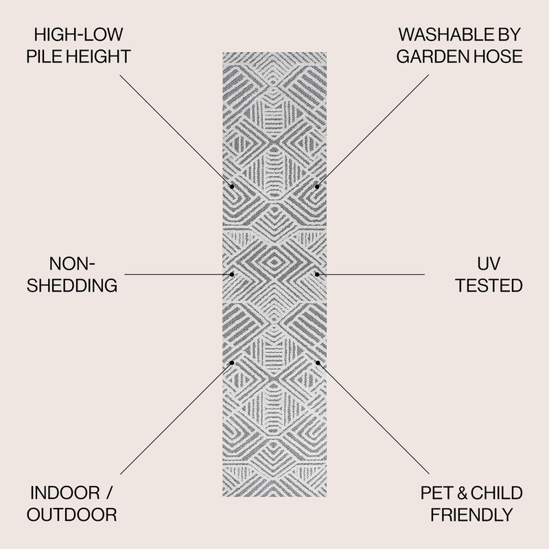 Jordan High-Low Pile Art Deco Geometric Indoor/Outdoor Area Rug