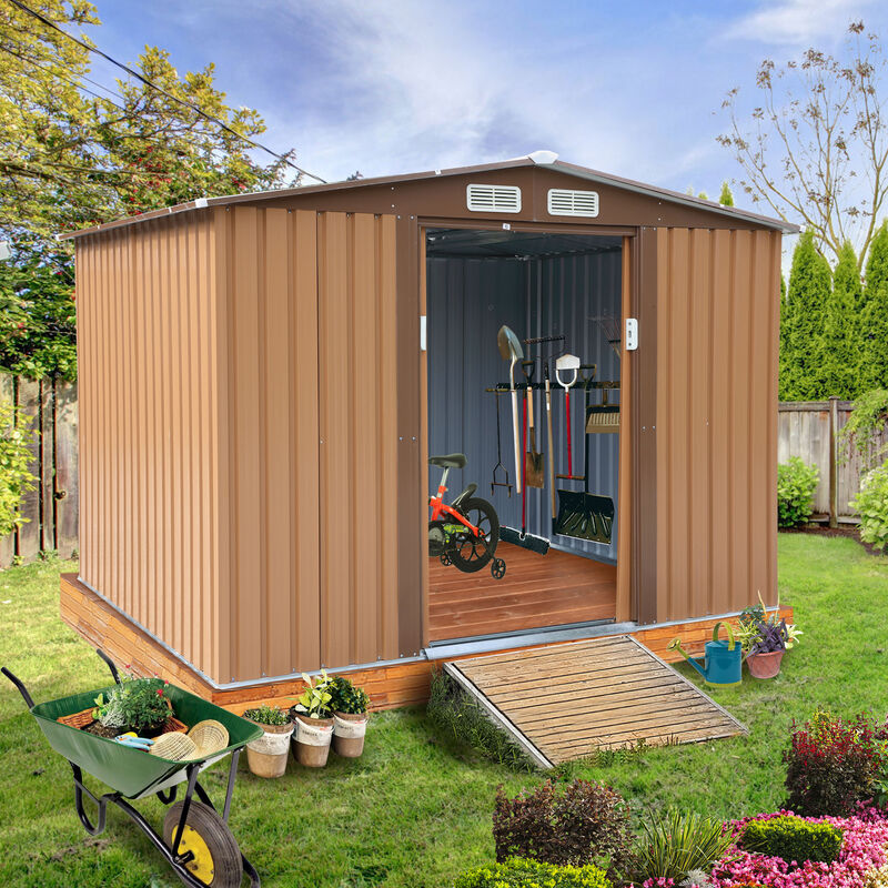 6' x 8' Outdoor Metal Storage Shed Garden Tool Organizer House