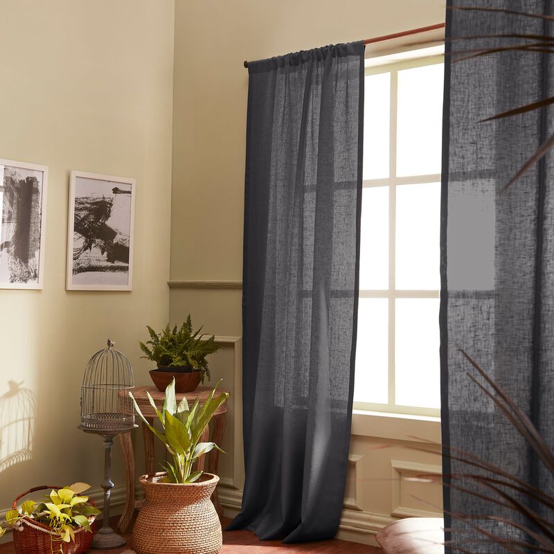 Solino Home 100% Pure Linen Sheer Curtain for Thanksgiving, Christmas