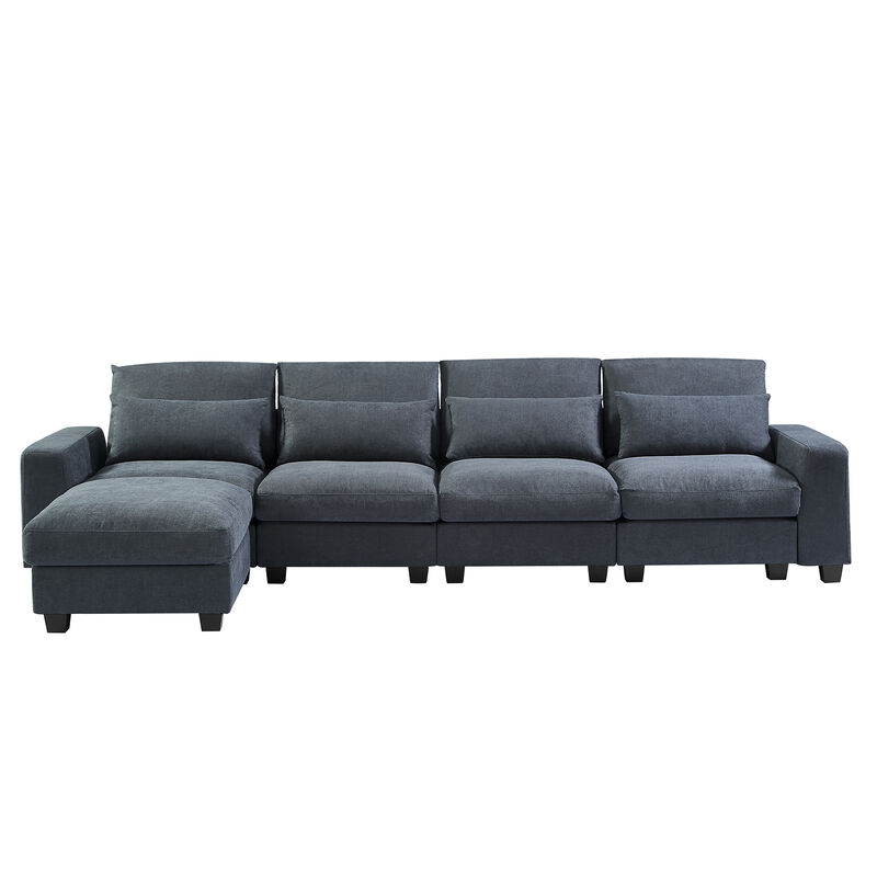 Modern Large L-Shape Feather Filled Sectional Sofa